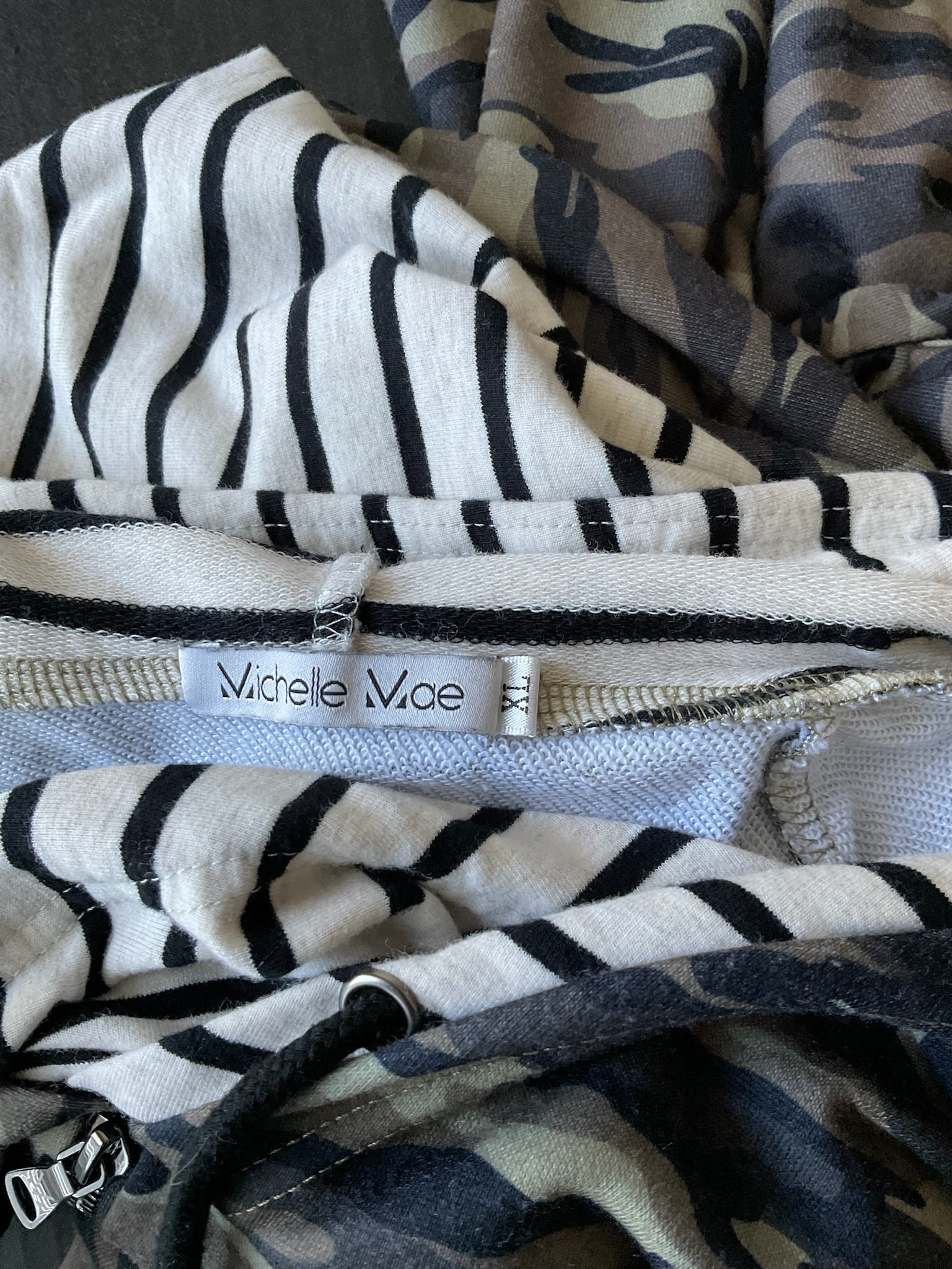 Michelle Mae Women's Camo Stripe Double Hood  Pullover  X-Large