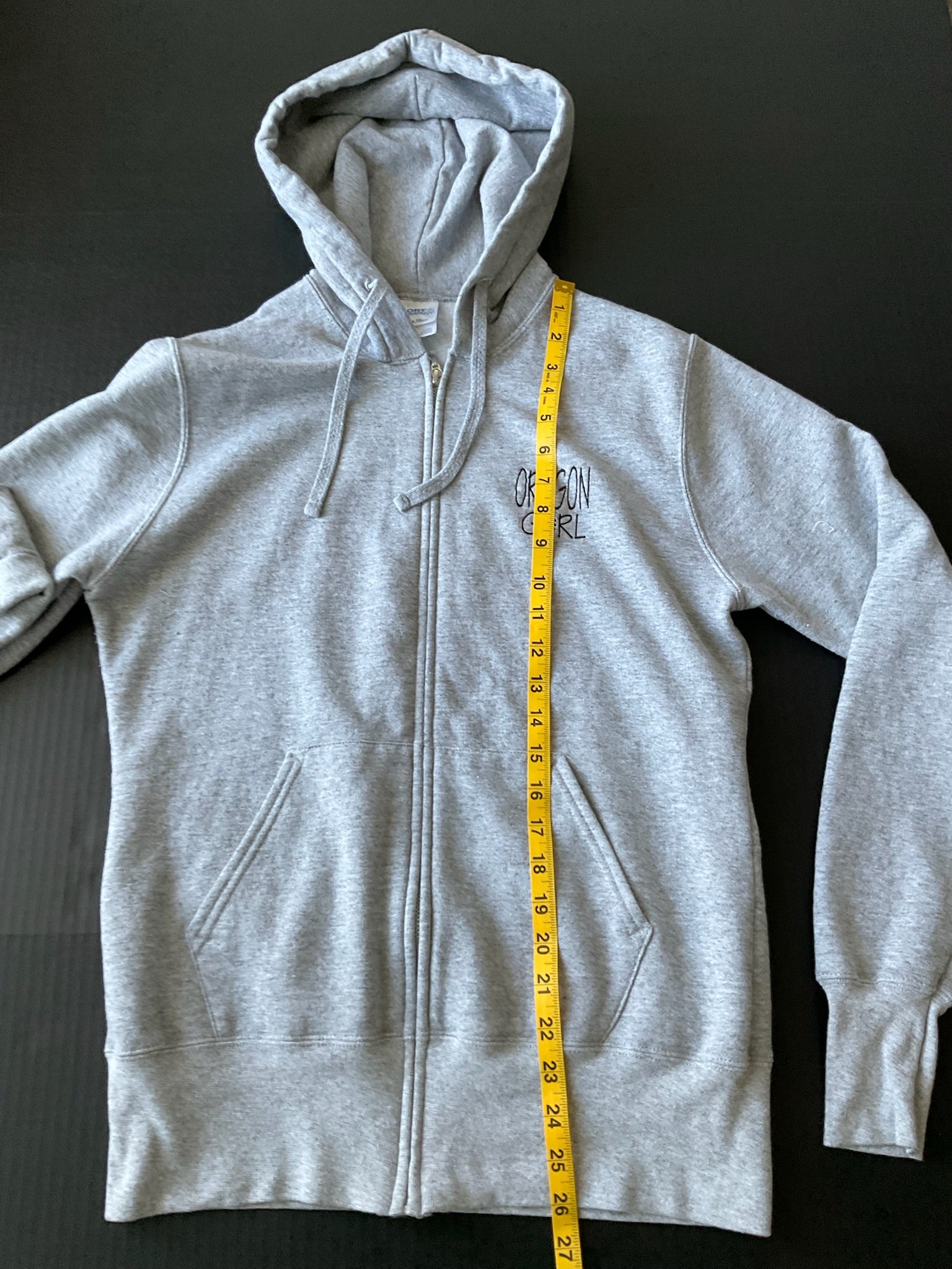 Women's "Oregon Girl" Gray Zip Hoodie. Size Medium