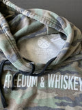 Red, White, Blue Apparel Women's Printed Freedom & Whiskey Hoodie Pullover in Camouflage. Size Large