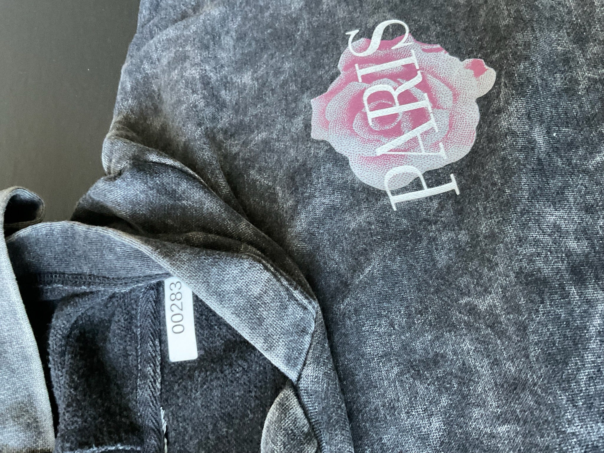 Women's Hoodie with Black Paris Rose Screen Print. Size Large