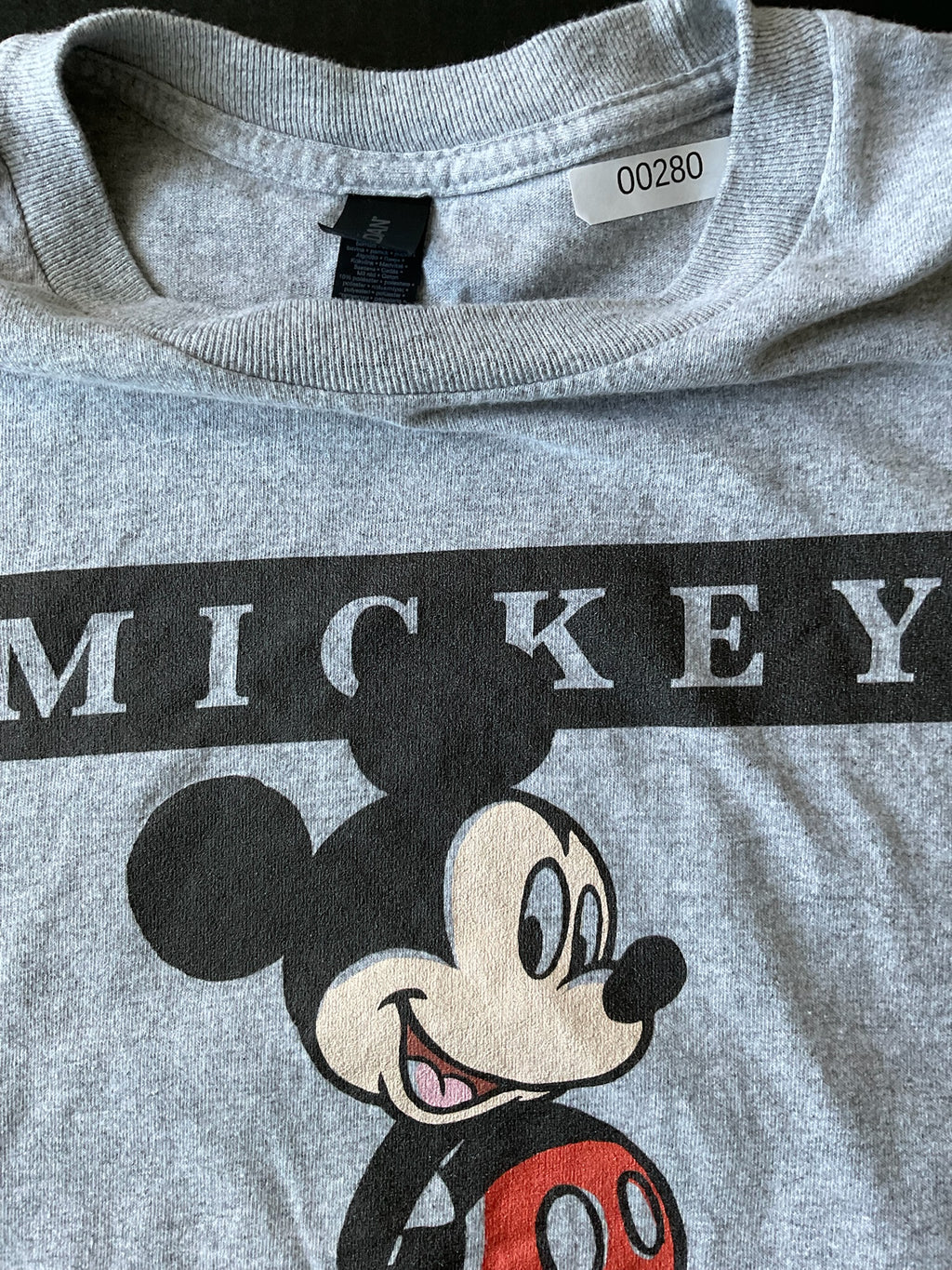 Men's Grey Mickey Mouse Long Sleeve T Shirt Size Large
