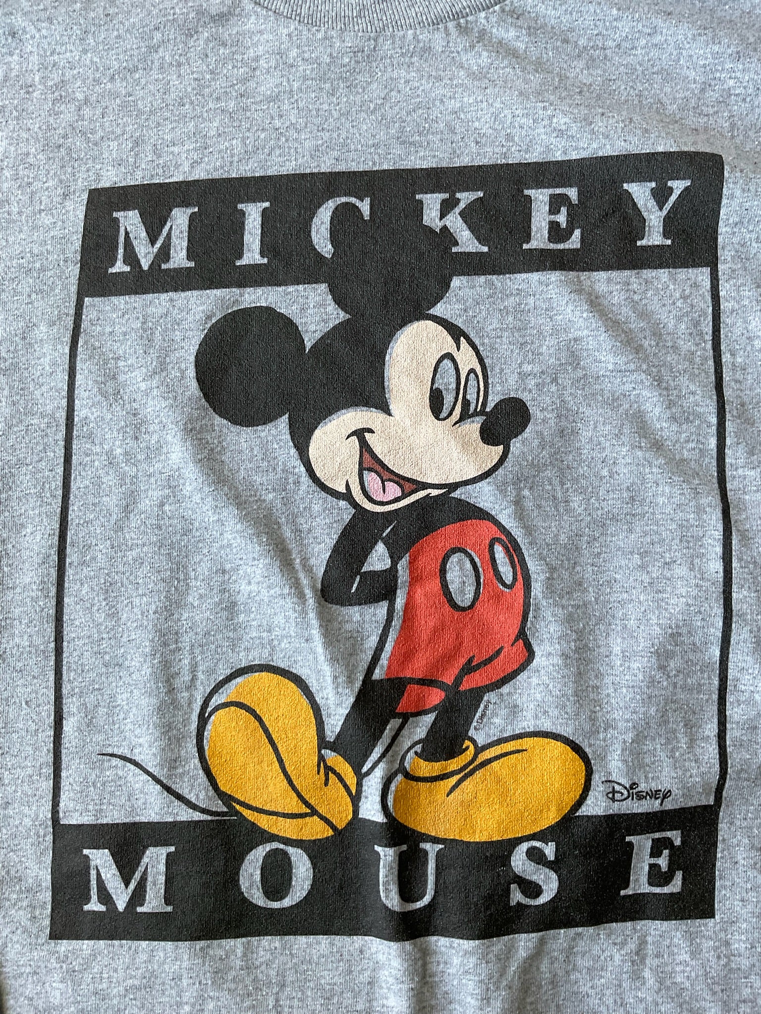 Men's Grey Mickey Mouse Long Sleeve T Shirt Size Large