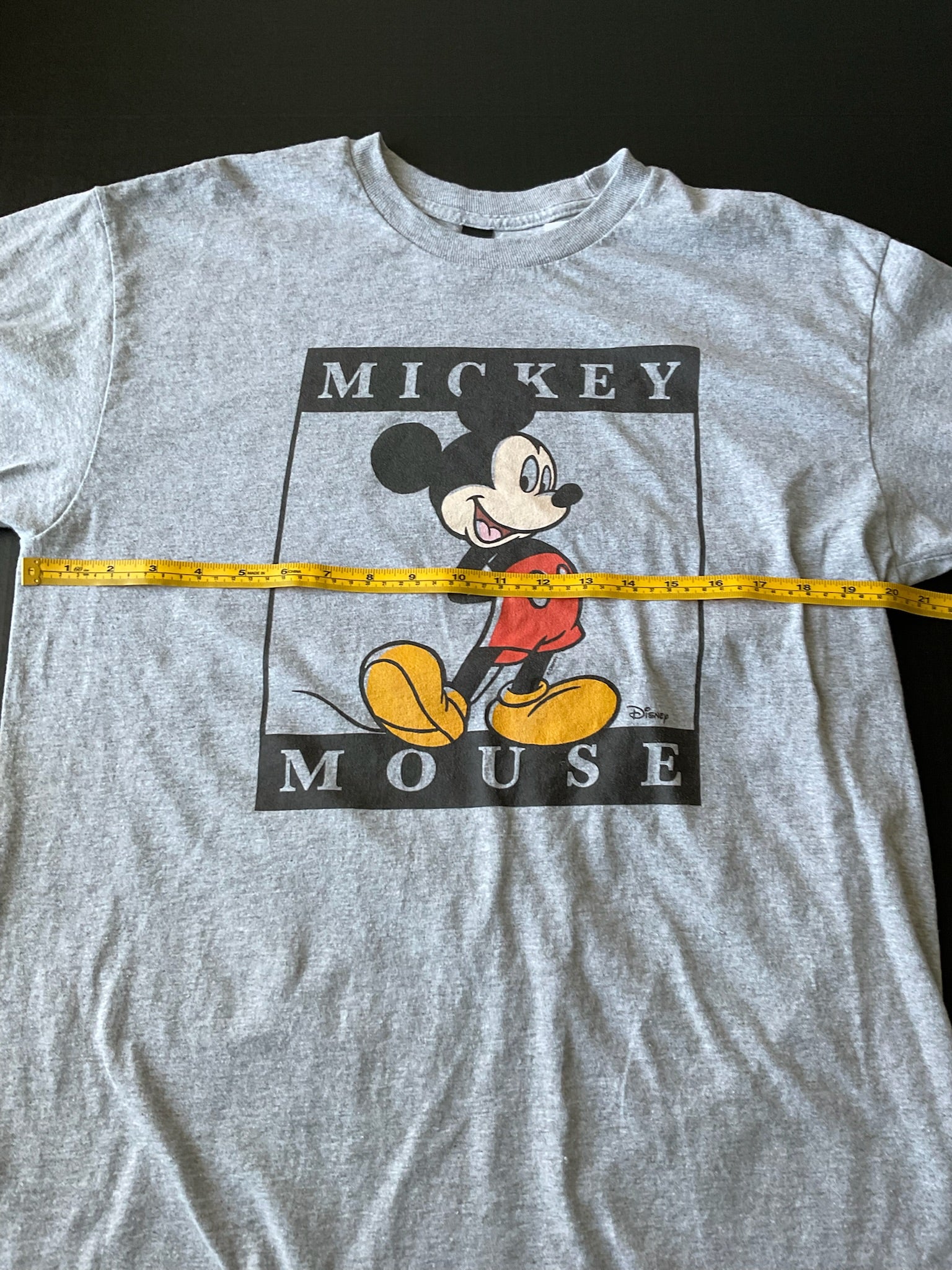 Men's Grey Mickey Mouse Long Sleeve T Shirt Size Large