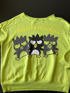 Sanrio Badtz-Maru Long Sleeve Neon Green Printed Sweatshirt. Size Large