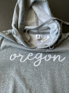 Women's Hoodie with Oregon  Print in Gray. Front  Pocket. Size X Large