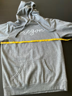 Women's Hoodie with Oregon  Print in Gray. Front  Pocket. Size X Large