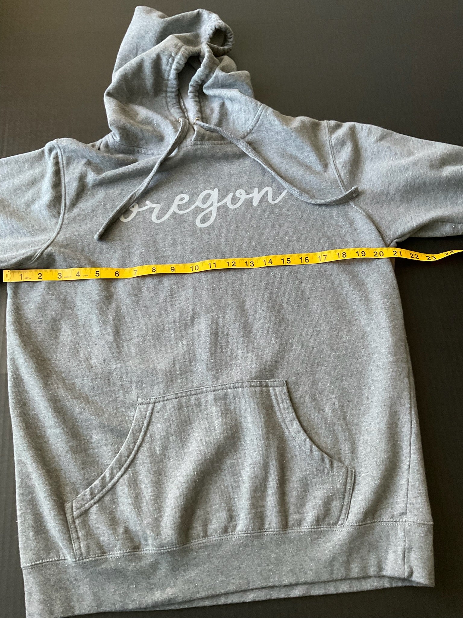 Women's Hoodie with Oregon  Print in Gray. Front  Pocket. Size X Large