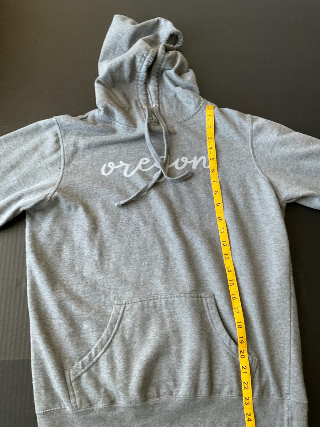 Women's Hoodie with Oregon  Print in Gray. Front  Pocket. Size X Large