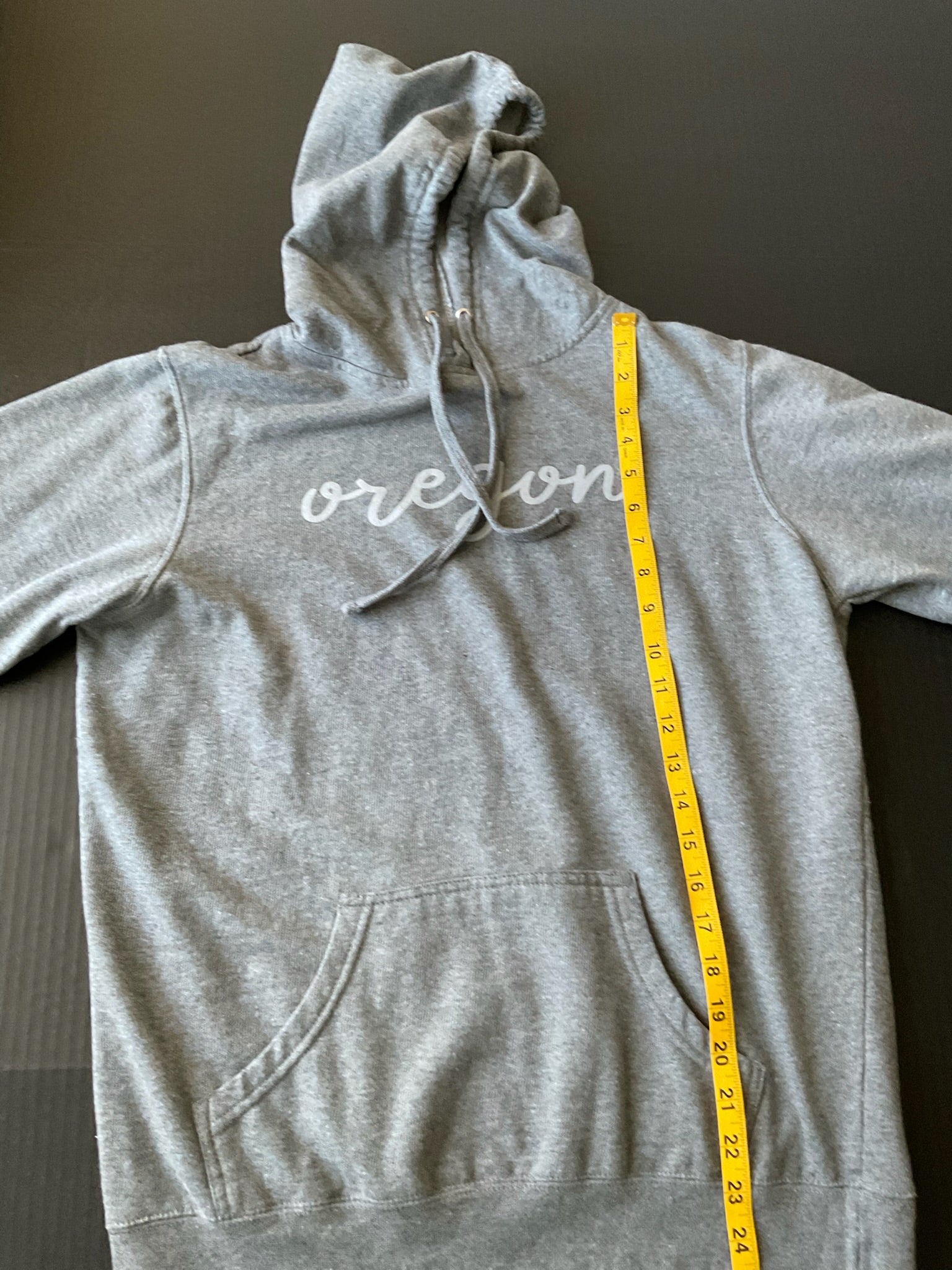Women's Hoodie with Oregon  Print in Gray. Front  Pocket. Size X Large