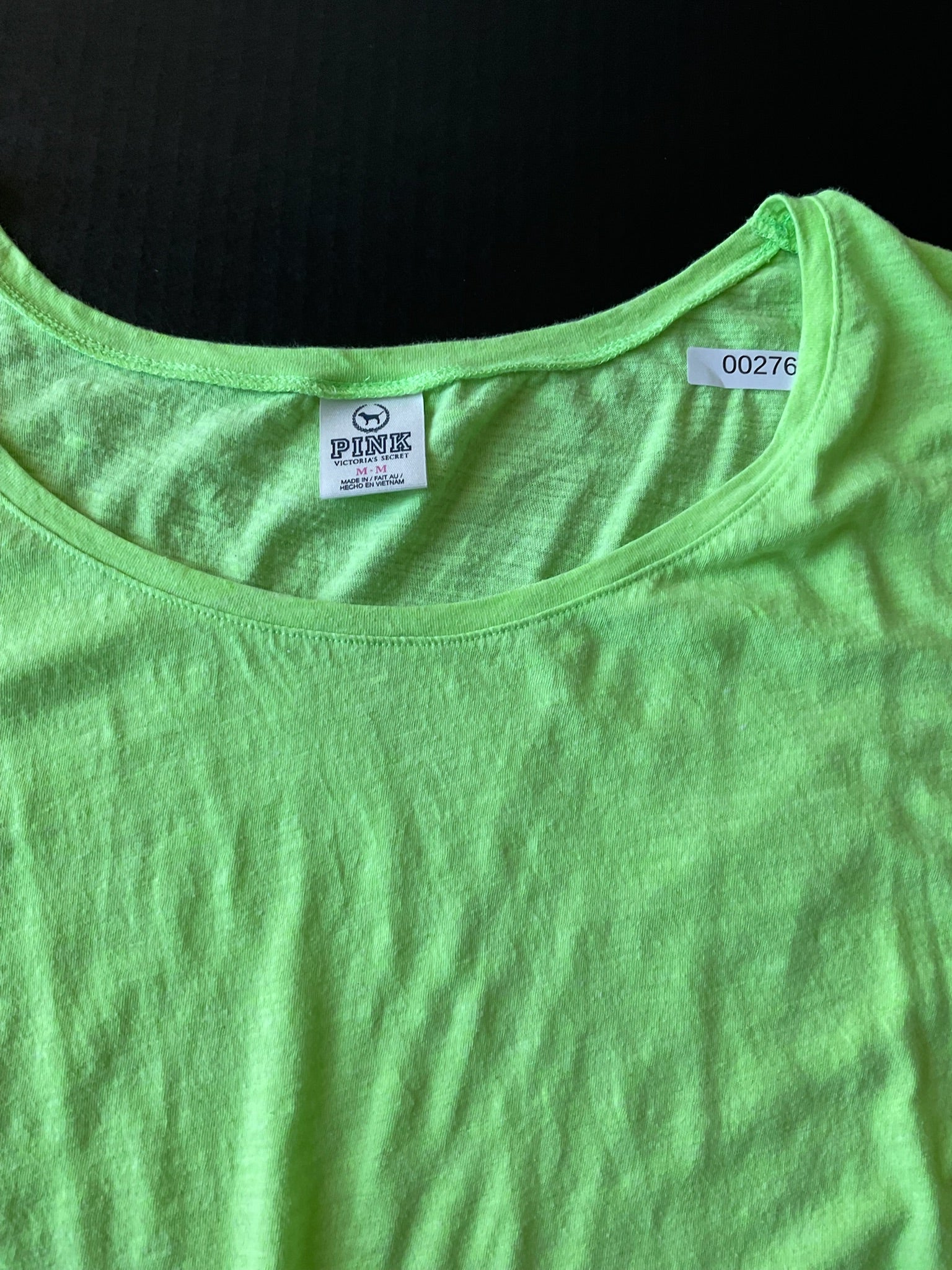 Victoria Secret PINK Neon Green Short Sleeve Crop Top.  Size Medium