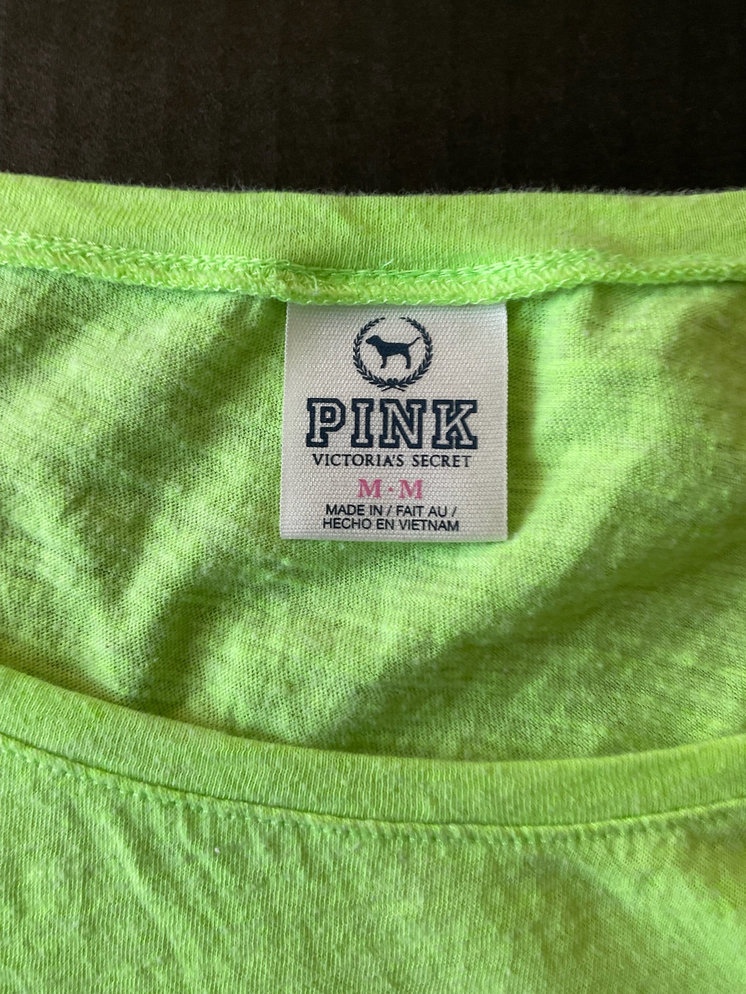 Victoria Secret PINK Neon Green Short Sleeve Crop Top.  Size Medium