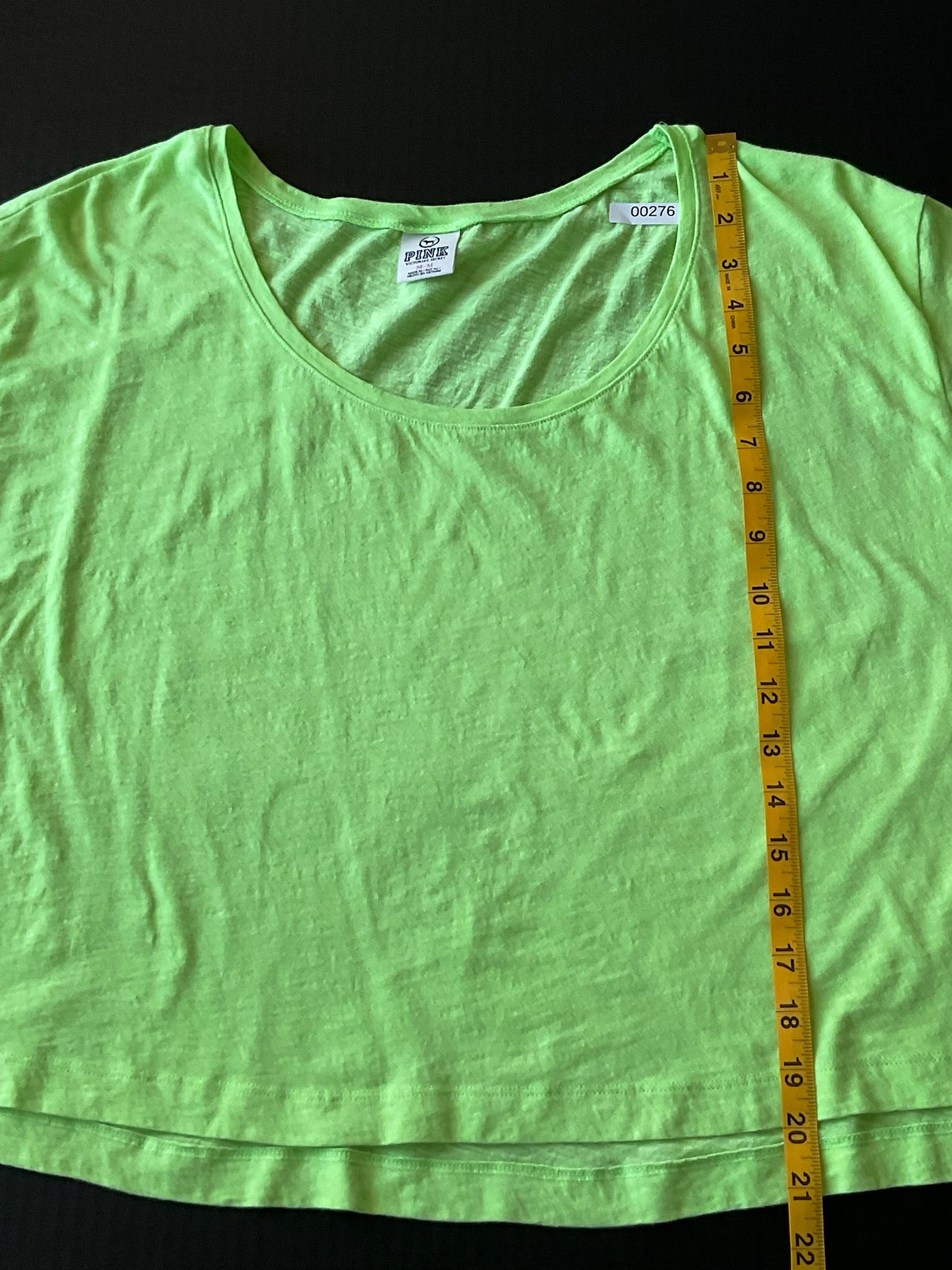 Victoria Secret PINK Neon Green Short Sleeve Crop Top.  Size Medium