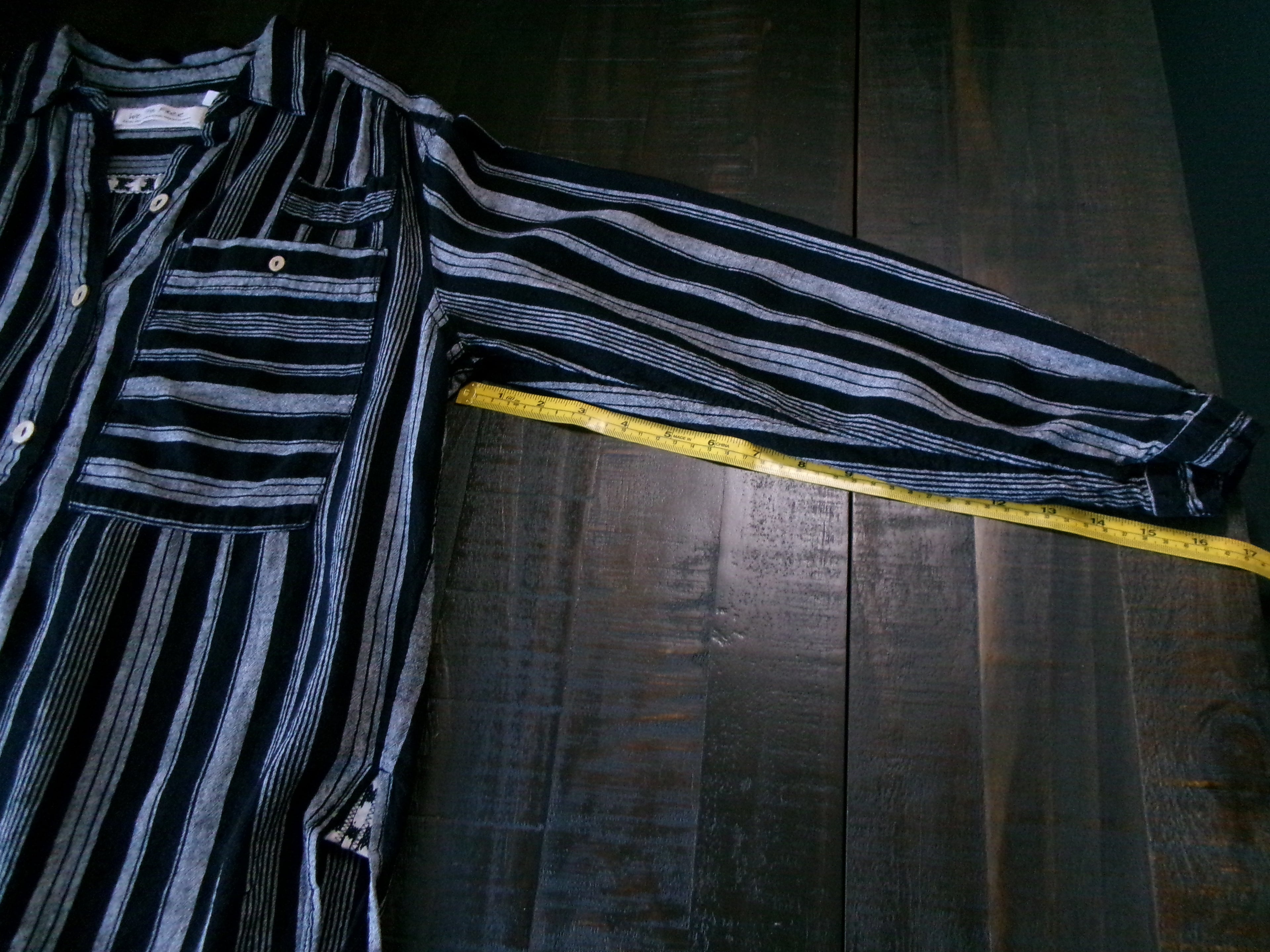 We The Free Oversized 3-Button Striped Shirt - Black & White Size X Small