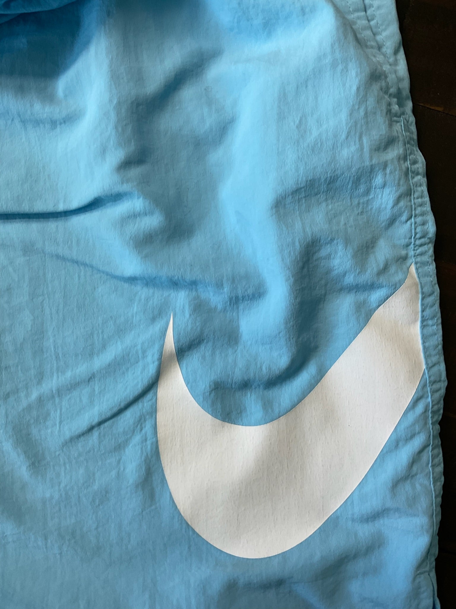 Nike Swim Trunks Mens XXL Light Blue Volley Shorts Mesh Liner White Swoosh Large