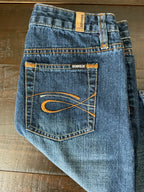 Vintage Squeeze Denim Dark Wash Mini Skirt. Size 1