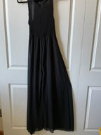 Elegant Black Floor-Length Maxi Dress with Gold Rope Halter Neck - Size Large