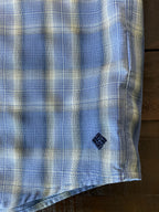Columbia Men’s Omni Shade Short Sleeve Blue Plaid Button Up Shirt Large 