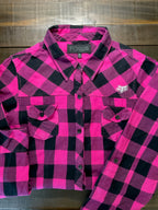 Fox Girls - Women's Pink & Black Plaid Flannel Shirt - Size XL