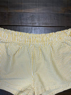 No Boundaries Women's Yellow & White Striped Seersucker Bungee Shorts – Size Large (12/14)