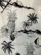 JOGAL Men’s Short-Sleeve Tropical Hawaiian Button-Up Shirt - White (Size Large)