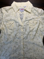 Roper Women's Pale Yellow Pearl Snap Short Sleeve Shirt - Size Large (NWOT)