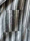 Hem & Thread Black White Striped Button Down Linen Blend Dress.  Medium