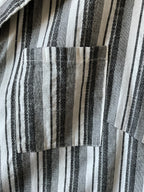 Hem & Thread Black White Striped Button Down Linen Blend Dress.  Medium