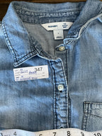 Old Navy Women's Classic Denim Long Sleeve Shirt - Light Blue, Size Large