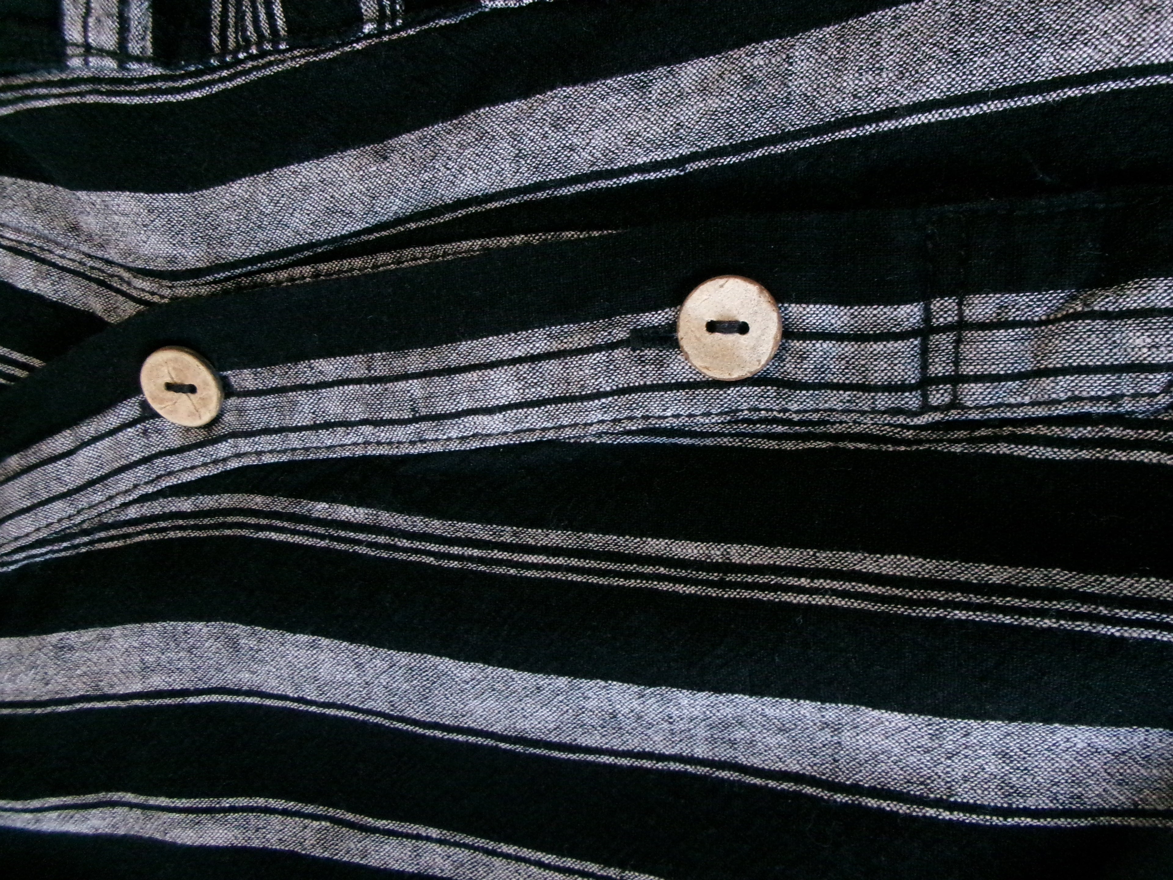 We The Free Oversized 3-Button Striped Shirt - Black & White Size X Small