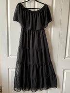 Kirundo Women's Off-The-Shoulder Swiss Dot Black Dress - Size Large