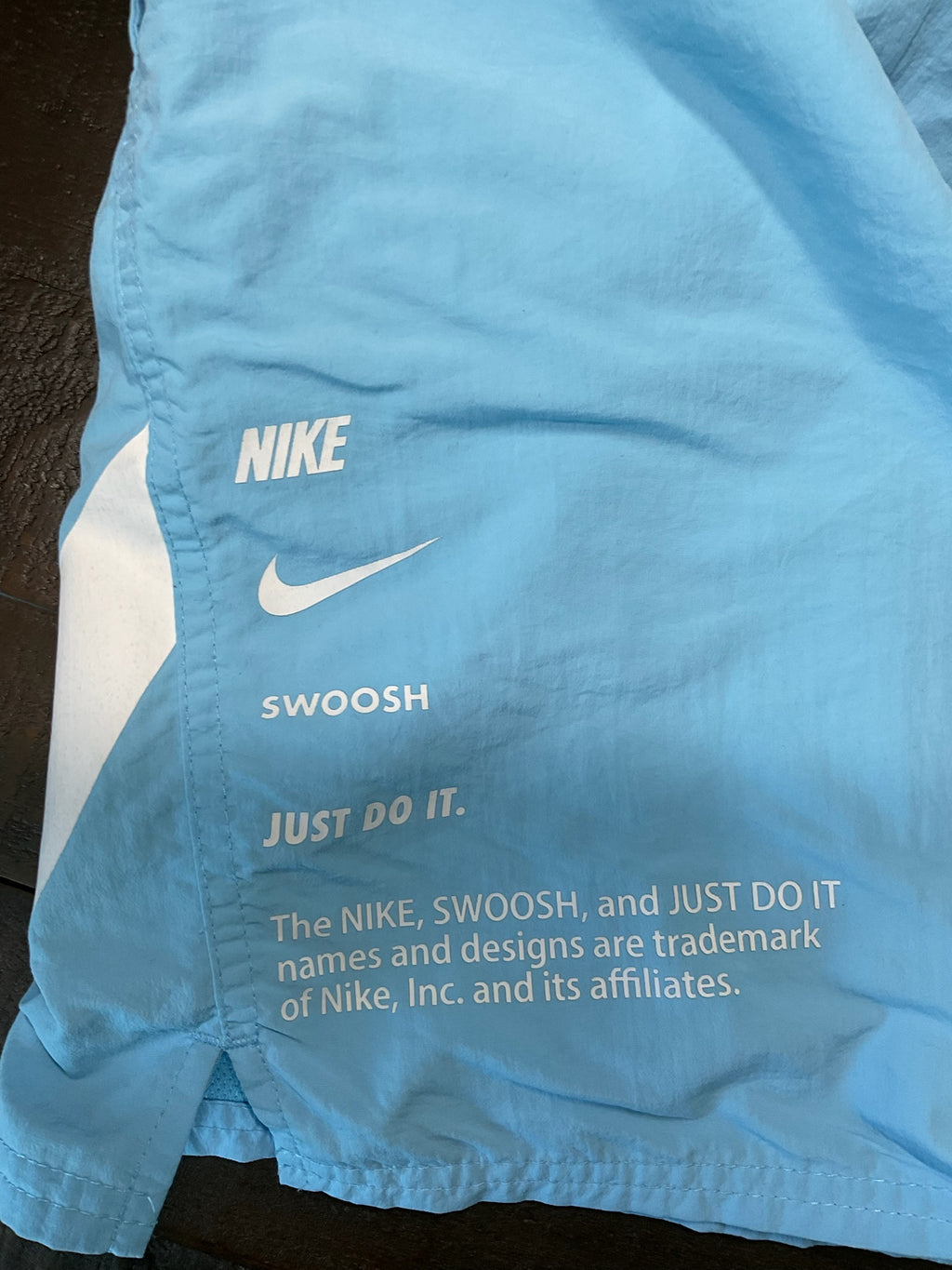 Nike Swim Trunks Mens XXL Light Blue Volley Shorts Mesh Liner White Swoosh Large