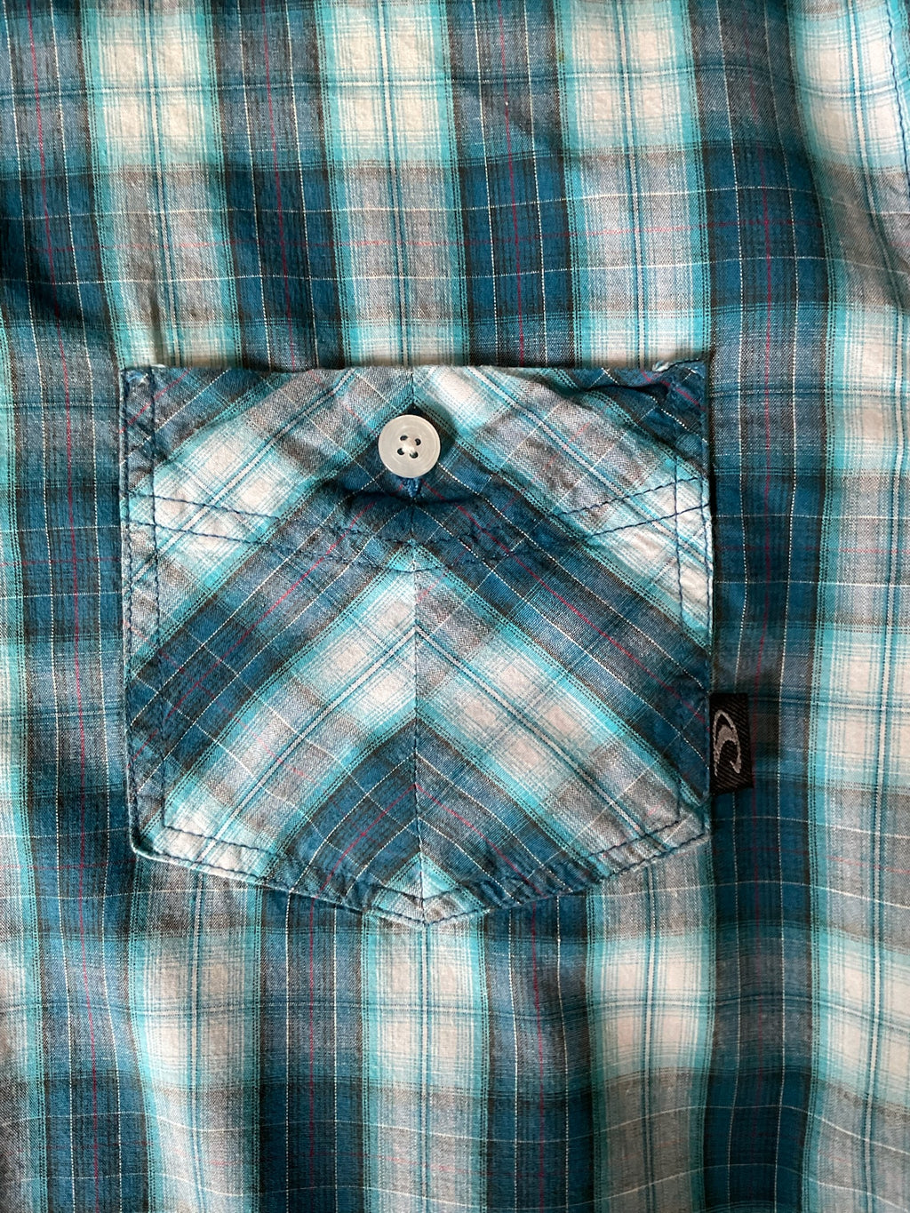O'Neill Men's Long Sleeve Button Up Shirt Teal, Blue and White.   X-Large