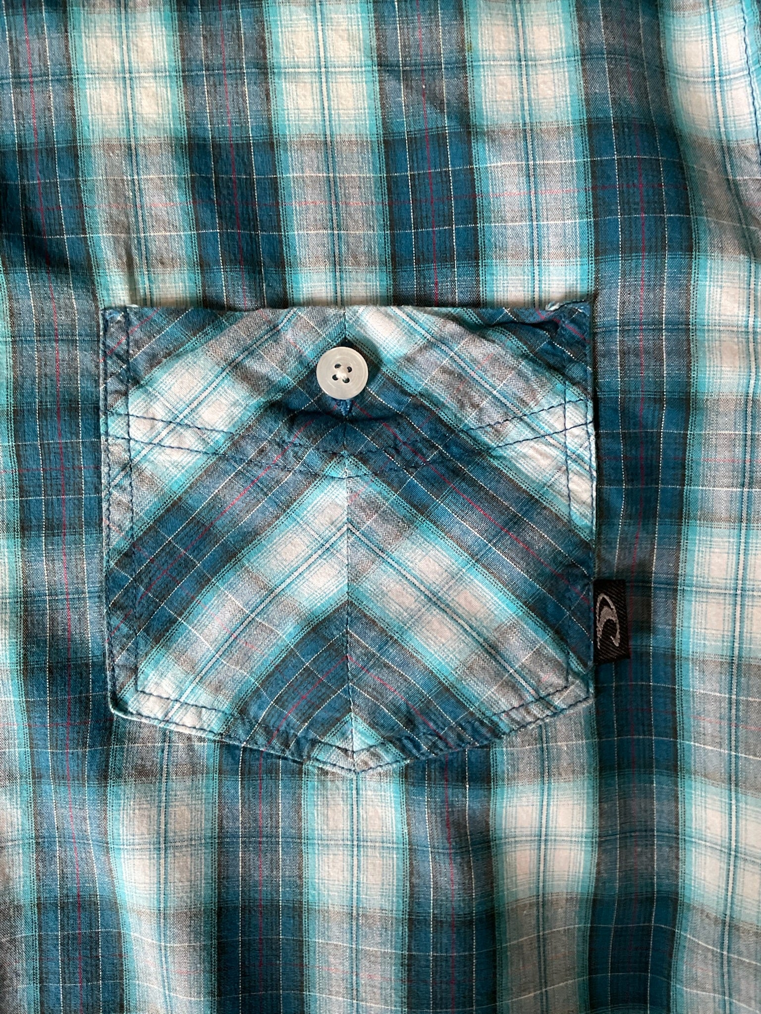 O'Neill Men's Long Sleeve Button Up Shirt Teal, Blue and White.   X-Large