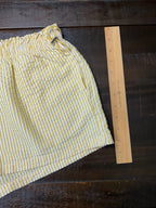 No Boundaries Women's Yellow & White Striped Seersucker Bungee Shorts – Size Large (12/14)