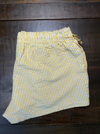 No Boundaries Women's Yellow & White Striped Seersucker Bungee Shorts – Size Large (12/14)