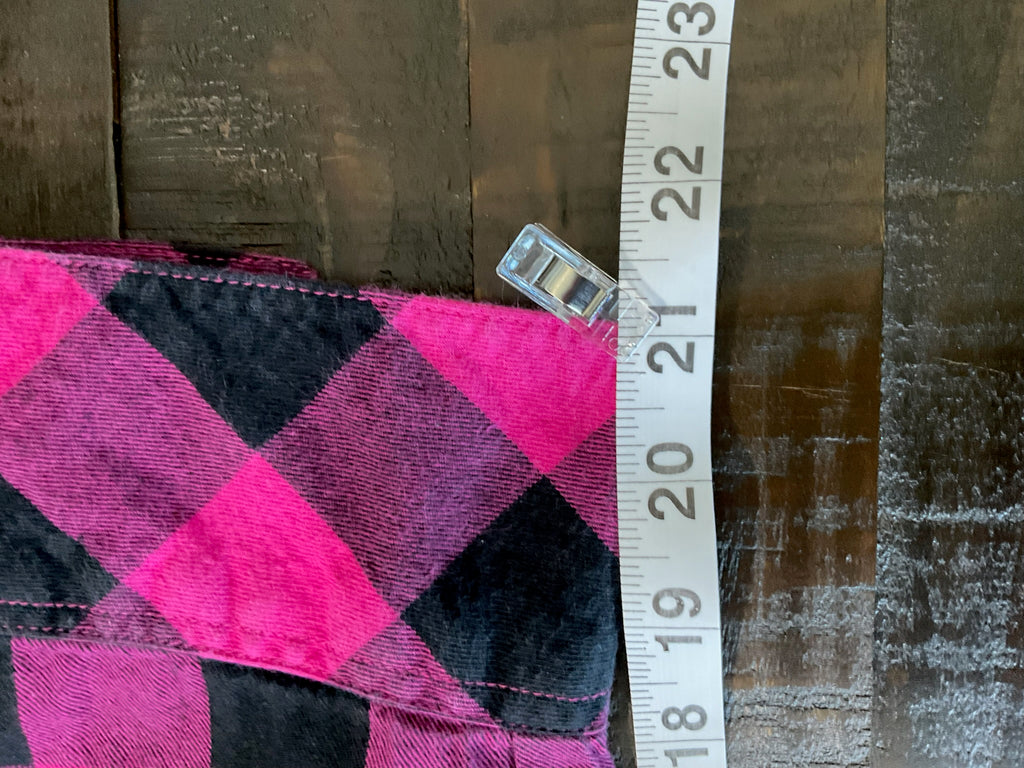 Fox Girls - Women's Pink & Black Plaid Flannel Shirt - Size XL