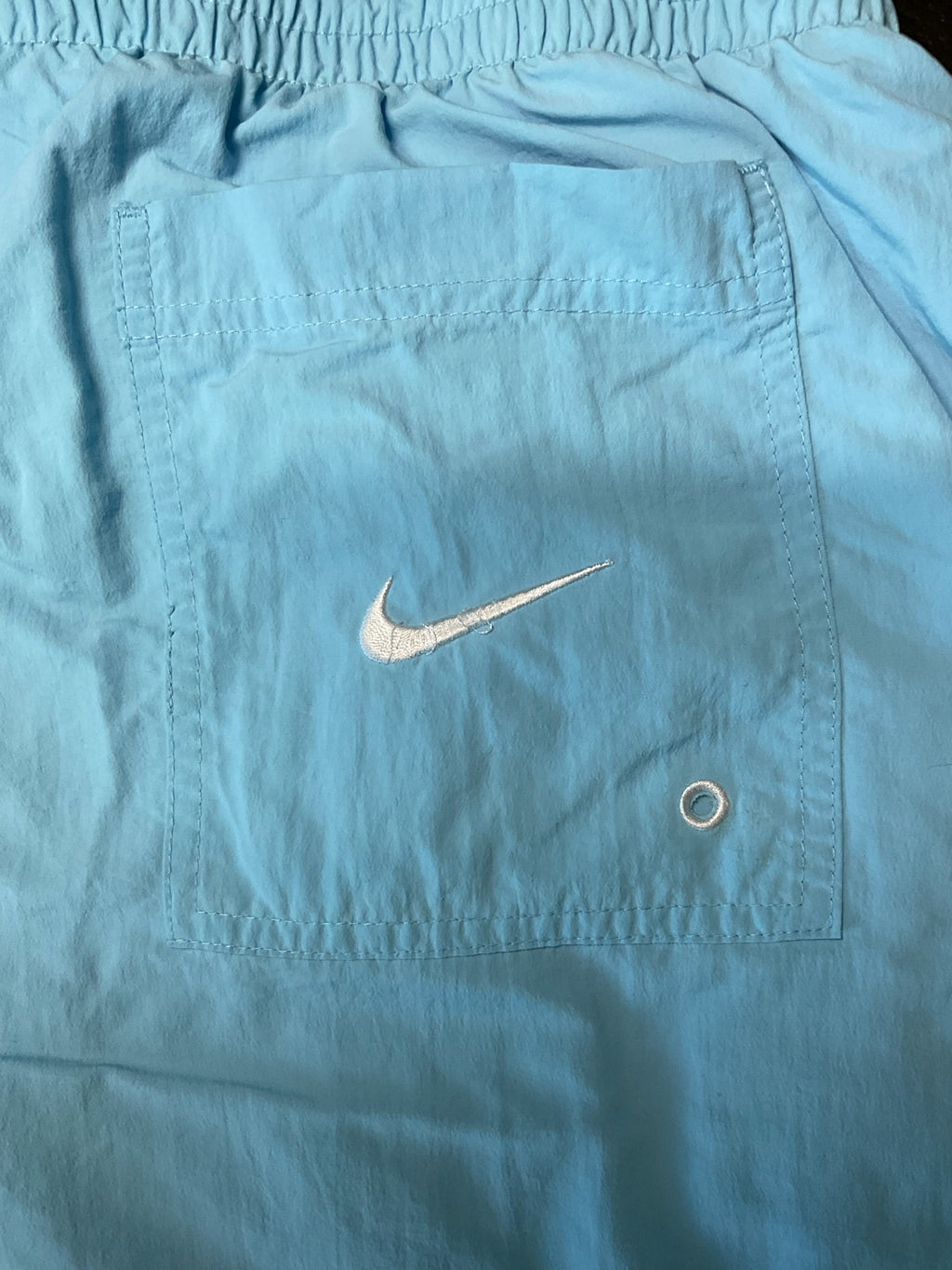 Nike Swim Trunks Mens XXL Light Blue Volley Shorts Mesh Liner White Swoosh Large