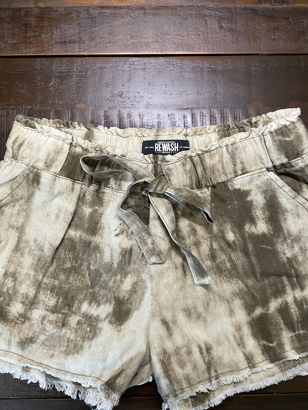Rewash Women's High-Rise Camo Paperbag Shorts - Size 8