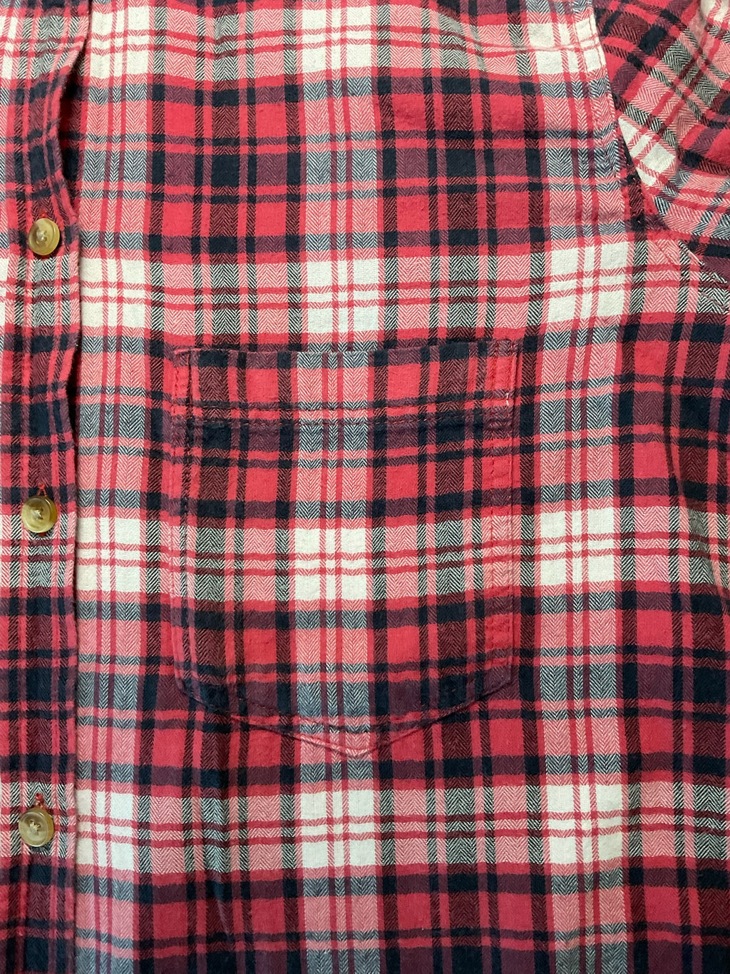 American Eagle Women's  Long Sleeve Button Up Flannel  Red  Black Plaid.  Medium
