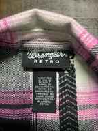 Wrangler Retro Women's Pink, Black & White Plaid Flannel Shirt - Size Small