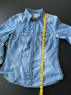 HM Women's Long Sleeve Button Up Shirt Light Wash Denim Size X Small