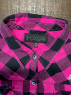 Fox Girls - Women's Pink & Black Plaid Flannel Shirt - Size XL