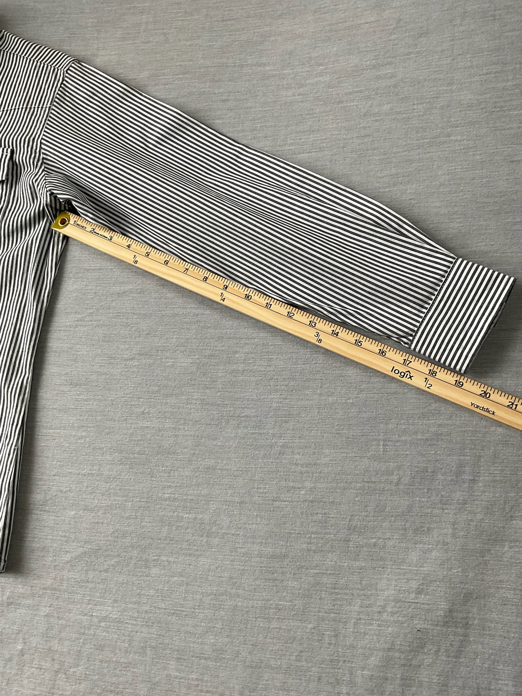 Wrangler Men's Western Stripe Pearl Snap Long Sleeve Shirt - Gray & White - Size XL