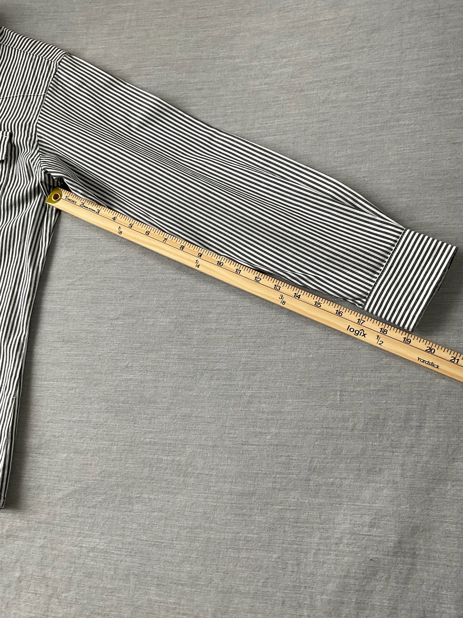 Wrangler Men's Western Stripe Pearl Snap Long Sleeve Shirt - Gray & White - Size XL
