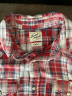 Lucky Brand Men's Red Plaid Pearl Button Up Shirt Size M