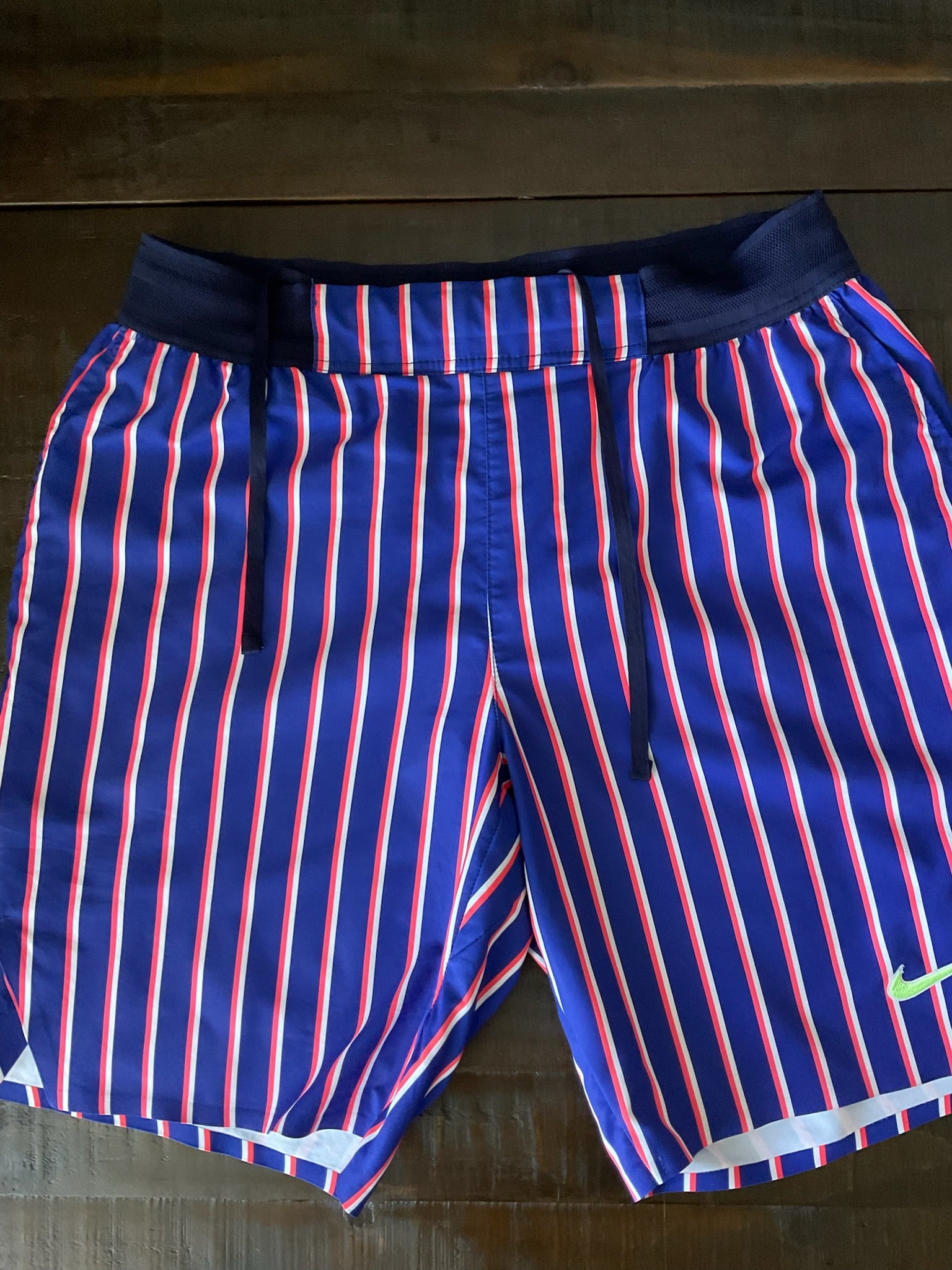 Nike Men's Striped Volley Swim Shorts - Blue, Red & White / Size Medium
