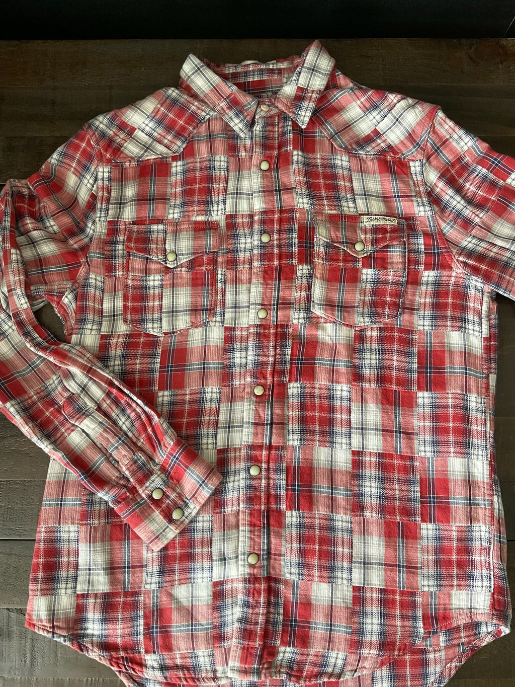 Lucky Brand Men's Red Plaid Pearl Button Up Shirt Size M