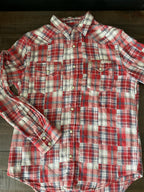 Lucky Brand Men's Red Plaid Pearl Button Up Shirt Size M