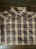 Urban Pipeline Men's Brown Plaid Long Sleeve Button Up  Shirt. Large