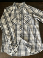 BKE Men's Plaid Button Up Shirt with Metal Buttons. Medium